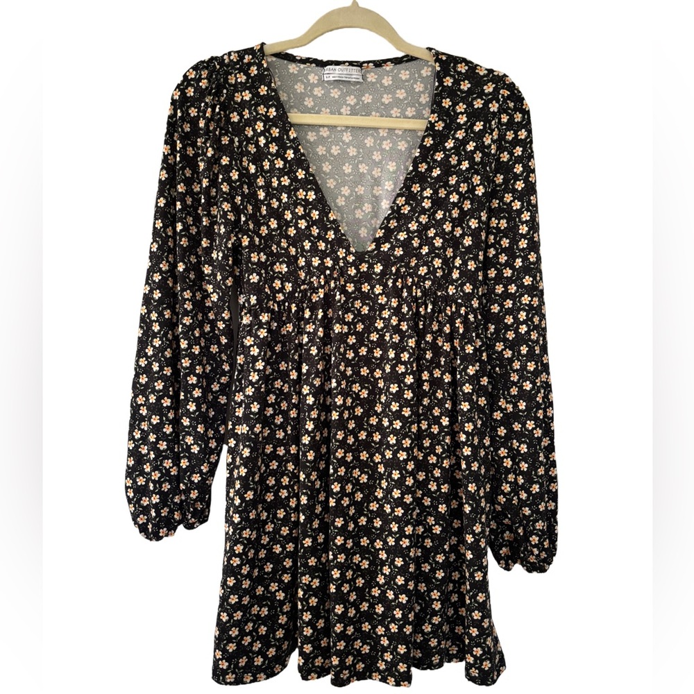 Urban Outfitters Black Floral V-Neck Dress